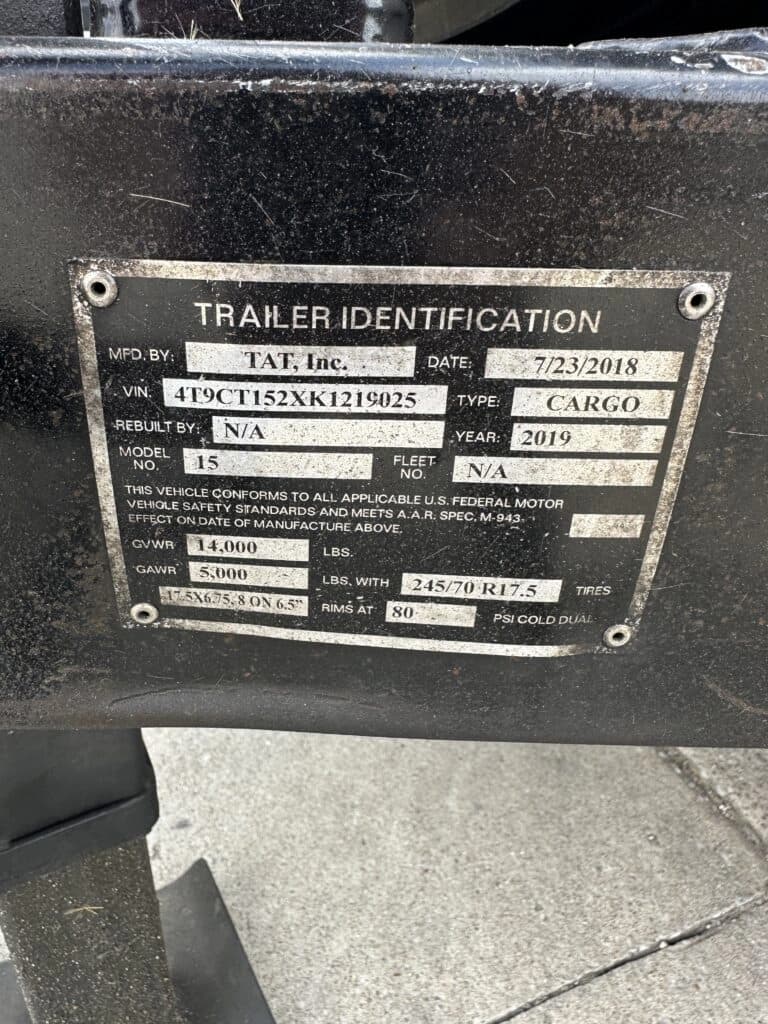 2019 TAT Inc Cargo 15 bus