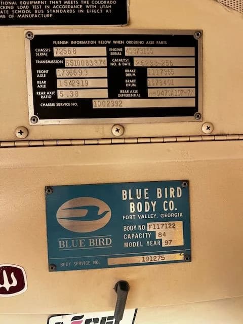 1997 Bluebird TCFE84 - Image 2