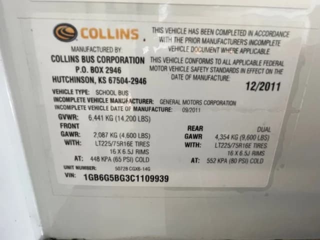 2012 Chevrolet Express Collins 30 Pass School Bus - Image 13