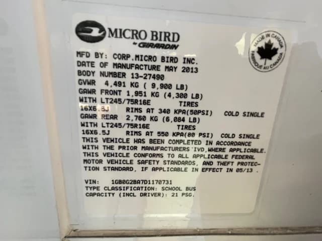 2013 Chevrolet Blue Bird 20 Passenger - Image 13
