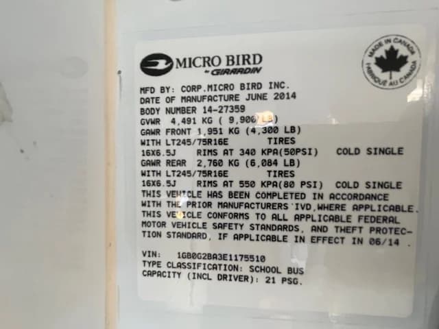 2014 Chevrolet Express Micro Bird 20 Pass School Bus - Image 12