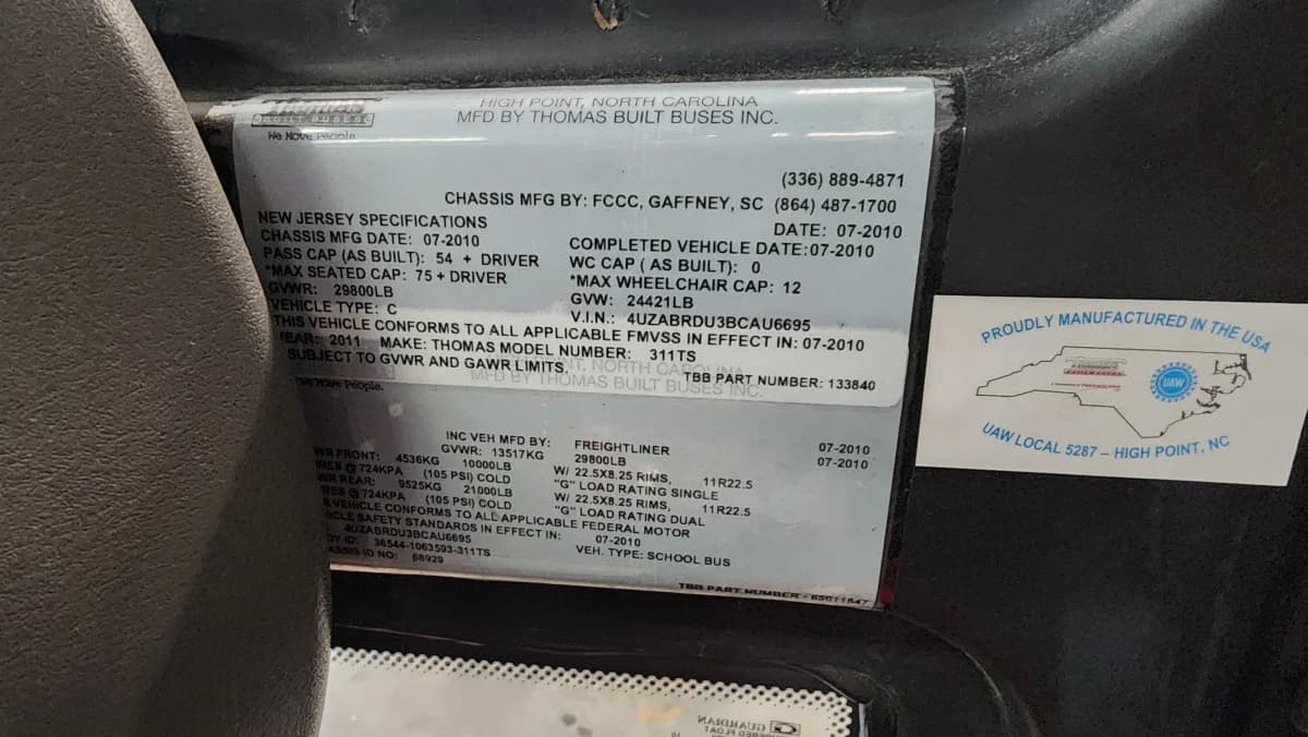 2011 Freightliner Thomas NJ 54 - Image 15