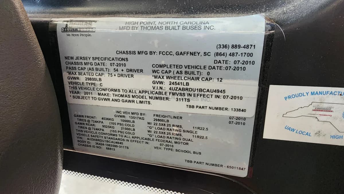 2011 Freightliner Thomas NJ 54 - Image 16