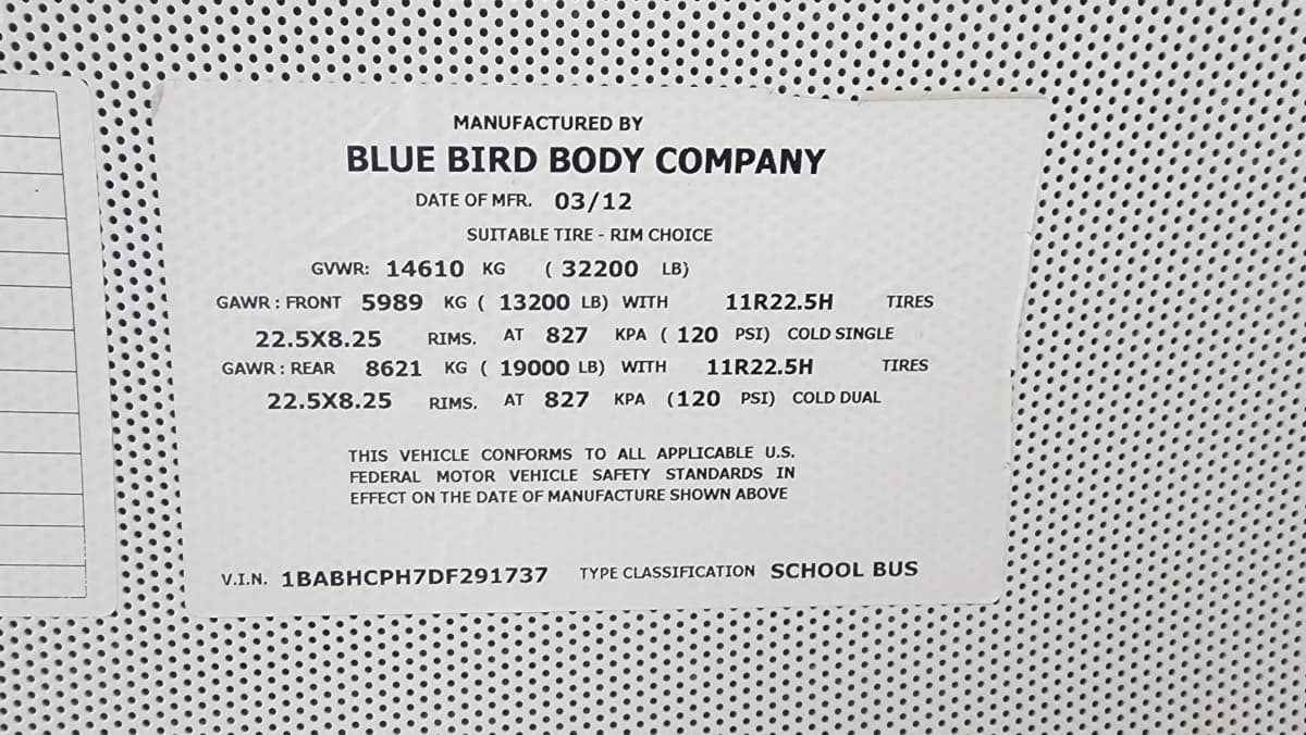 2013 Bluebird All American 71 Passenger Flat Nose - Image 26