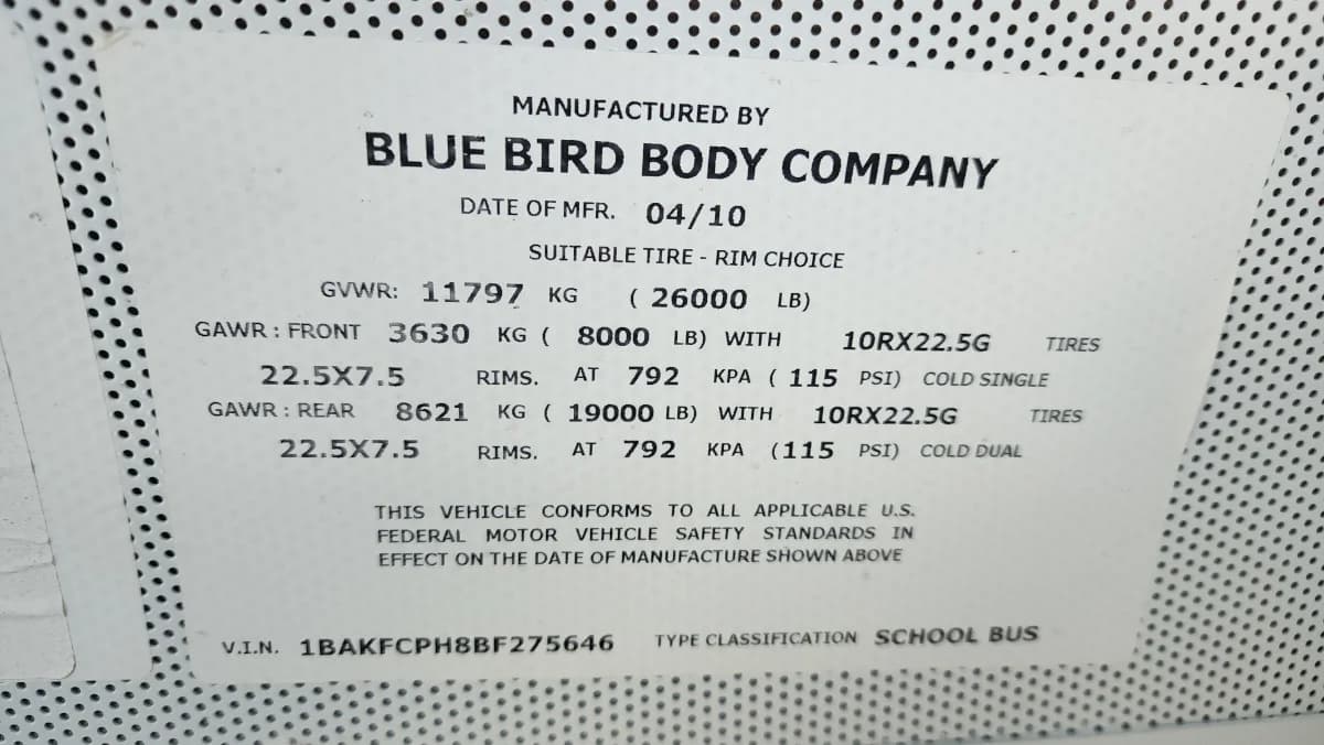 2011 Blue Bird Vision A/C  - Image 29