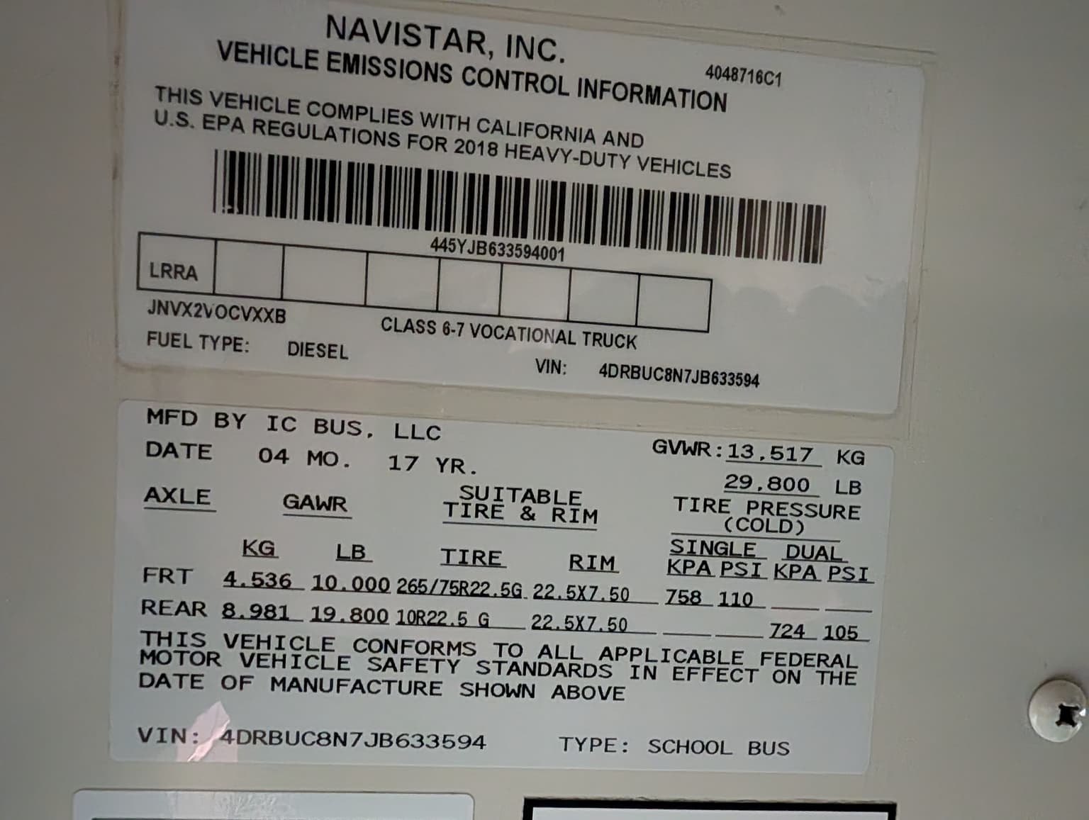 2018 International CE 77P - Image 14