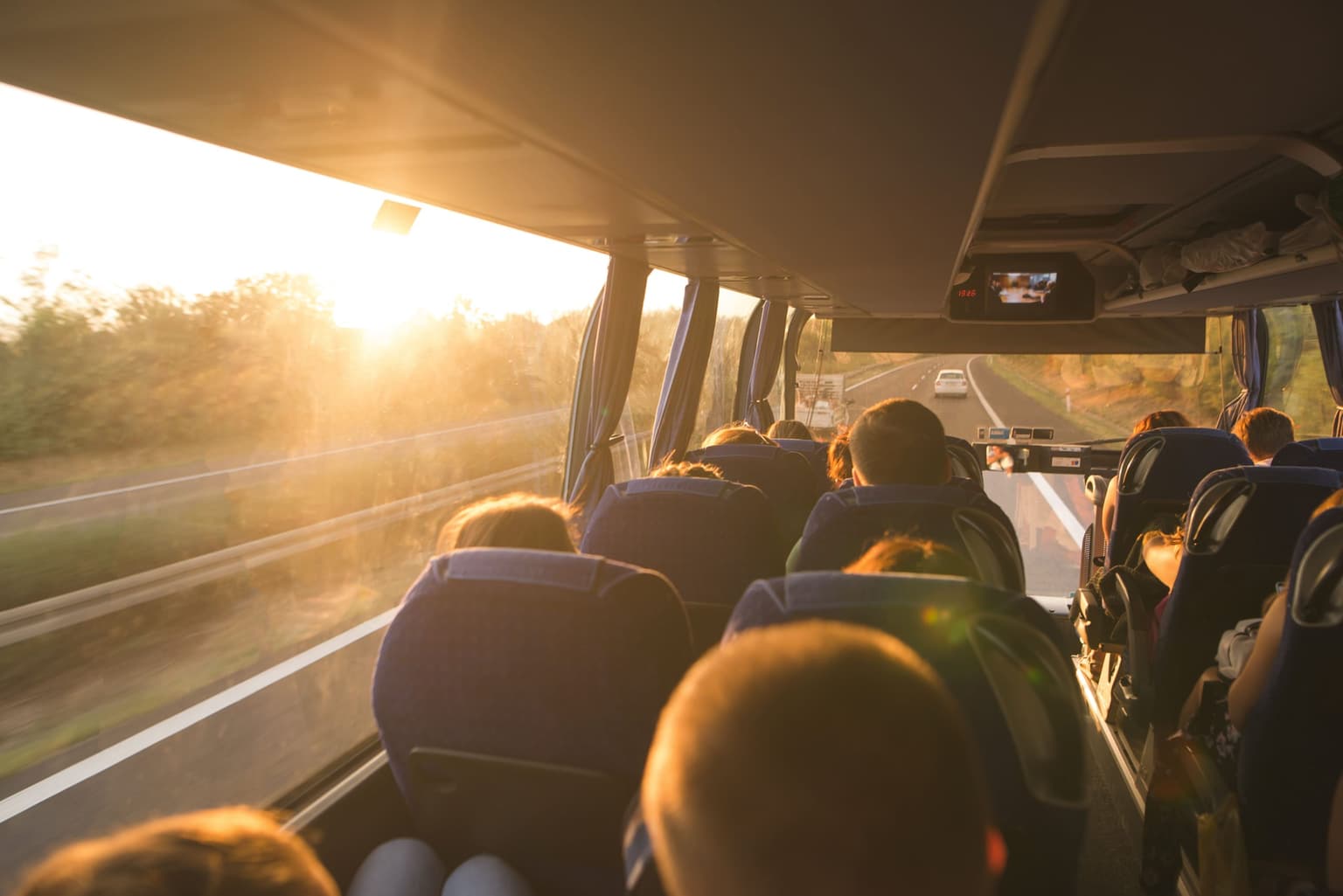 tour bus on journey