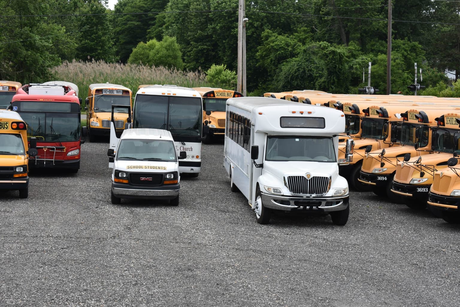 employee shuttle options lined up in a row