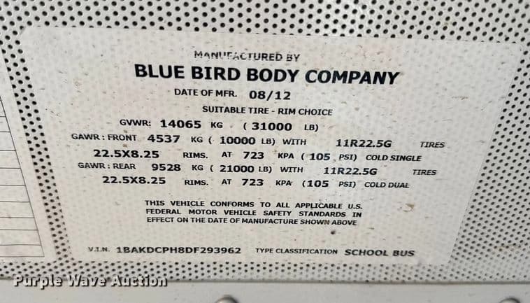 2013 Blue Bird Vision school bus School Bus - Thumbnail 88 2013 Blue Bird Vision school bus School Bus - Thumbnail 88