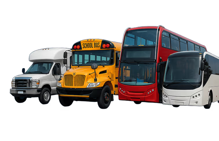 Mini bus, school bus, and coach bus