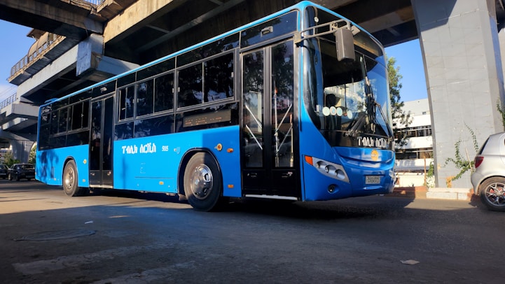 Transit bus on city route
